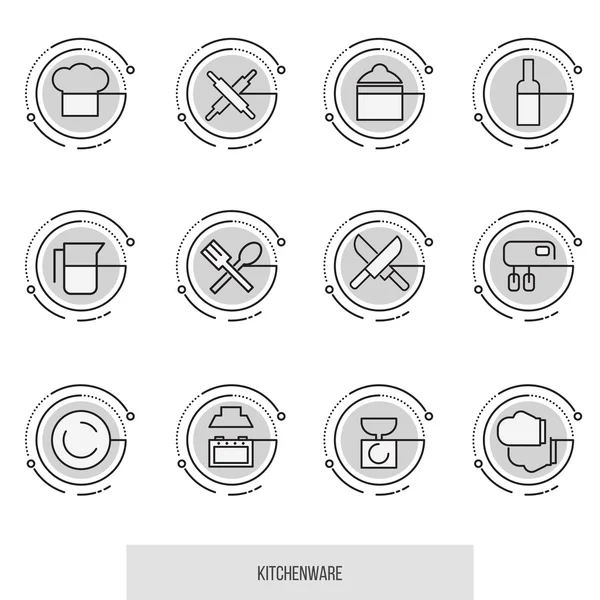 Iconos juego de utensilios de cocina — Vector de stock