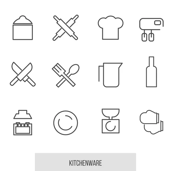 Icons set of kitchen utensils — Stock Vector