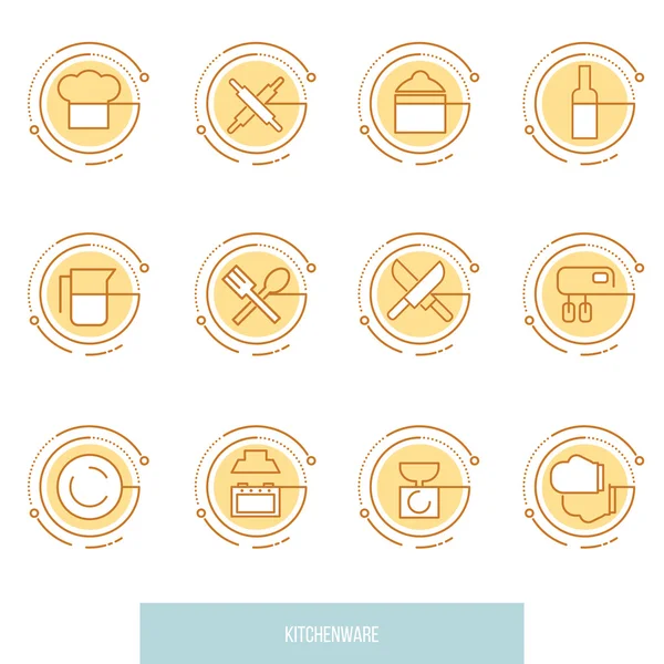Conjunto de ícones de utensílios de cozinha — Vetor de Stock