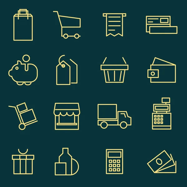 Conjunto de iconos de línea delgada de comercio electrónico, compras, tienda, comercio . — Vector de stock