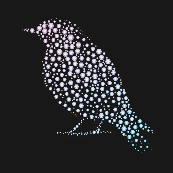 Силуэт птицы с бриллиантами или стразами . — стоковый вектор