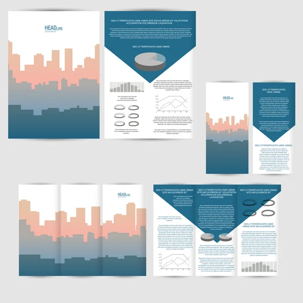 Σύνολο πρότυπο σχεδίασης με το φυλλάδιο, αφίσα — Διανυσματικό Αρχείο