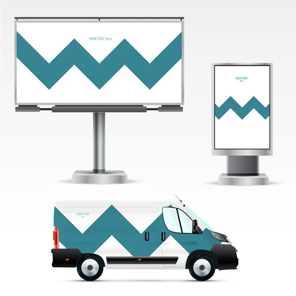 Auto, billboard en citylight sjabloon — Stockvector