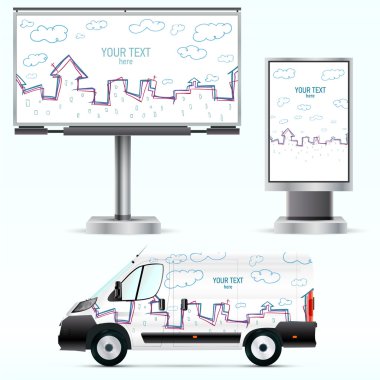 şablonu açık hava reklam veya araba, billboard ve citylight kurumsal kimlik