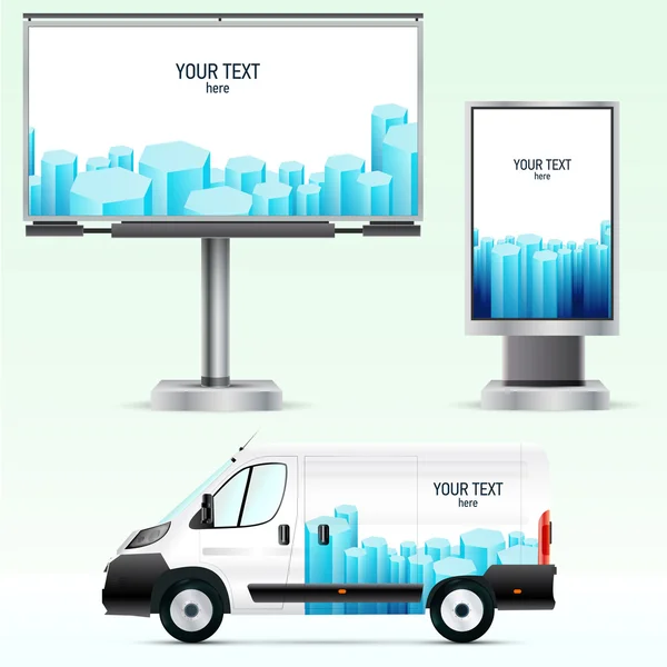 Sjabloon outdoor reclame of huisstijl op de auto, billboard en citylight — Stockvector