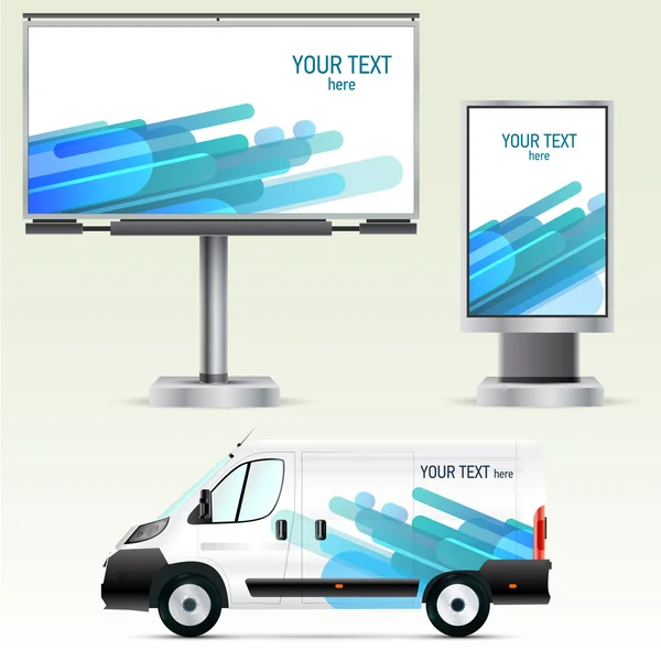 Шаблон наружной рекламы или фирменного стиля на автомобиле, билборде и сити-лайте — стоковый вектор