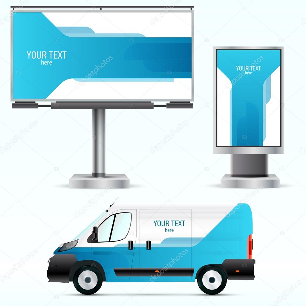 Template outdoor advertising or corporate identity on the car