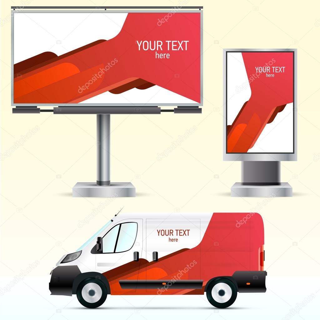 Template outdoor advertising or corporate identity on the car, billboard and citylight