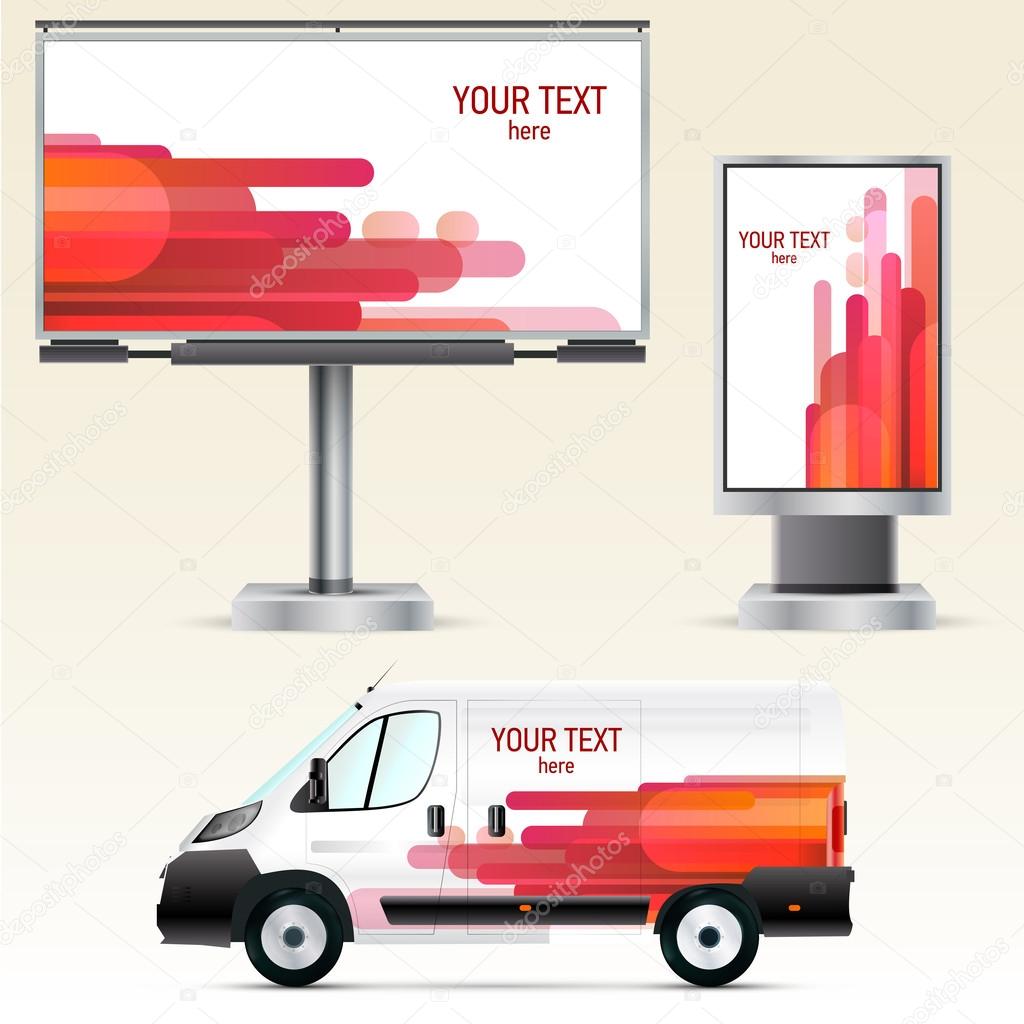 Template outdoor advertising or corporate identity on the car, billboard and citylight