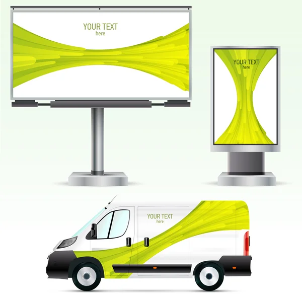 Sjabloon outdoor reclame of huisstijl op de auto, billboard en citylight — Stockvector