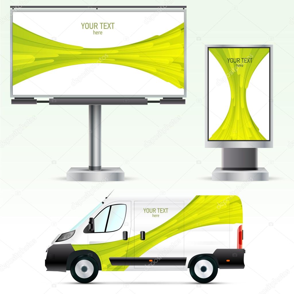 Template outdoor advertising or corporate identity on the car