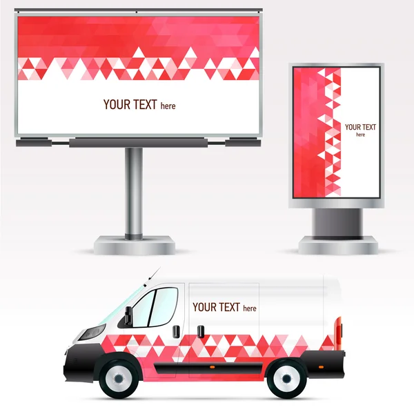 Sjabloon outdoor reclame of huisstijl op de auto, billboard en citylight — Stockvector