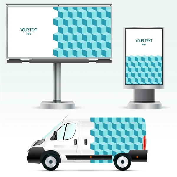 Plantilla de publicidad al aire libre o identidad corporativa en el coche, valla publicitaria y citylight — Vector de stock