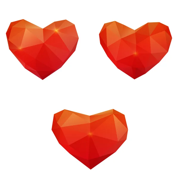 Coração vermelho geométrico poligonal —  Vetores de Stock