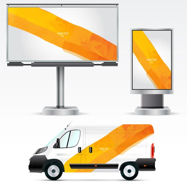 Huisstijl op auto, billboard en citylight — Stockvector