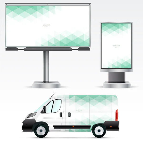 Huisstijl op auto, billboard en citylight — Stockvector