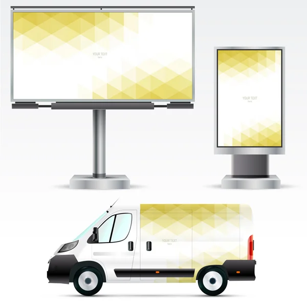 Huisstijl op auto, billboard en citylight — Stockvector