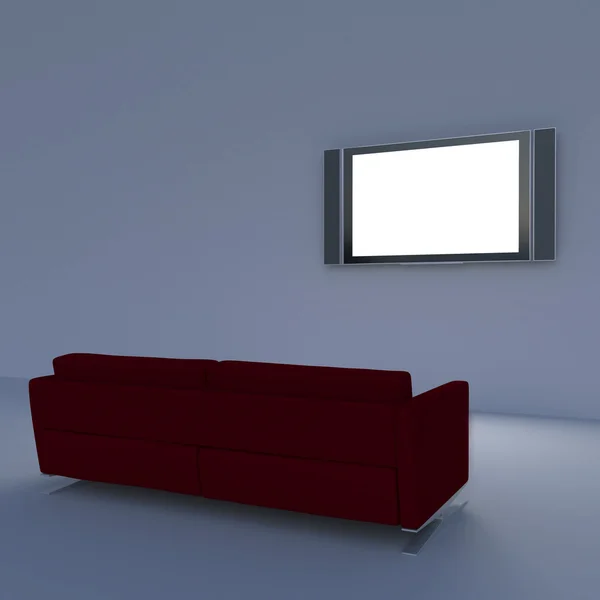 Sofa z tv — Zdjęcie stockowe