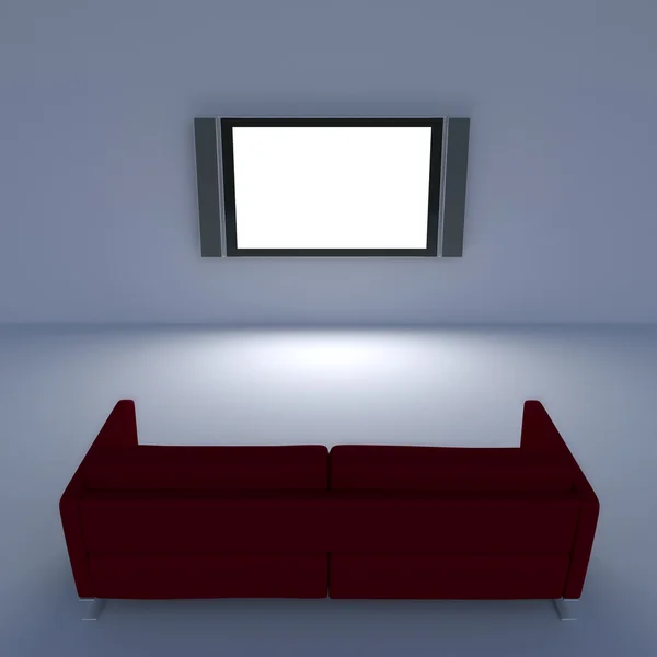 Sofá com tv — Fotografia de Stock
