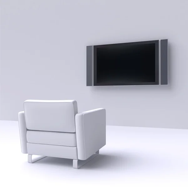 White chair with TV — Stock Photo, Image