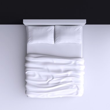 Bed with pillows and   blanket clipart
