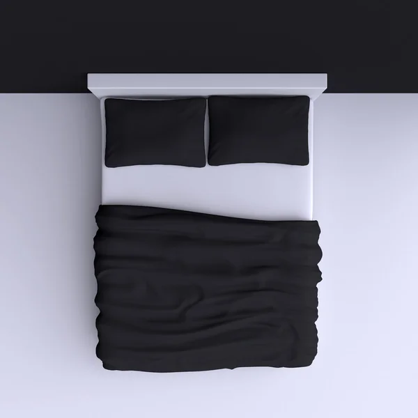 枕と毛布付きベッドします。 — ストック写真