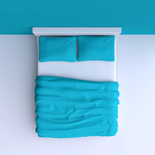 Säng med kuddar och filt — Stockfoto