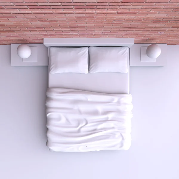 Letto con cuscini e coperta — Foto Stock