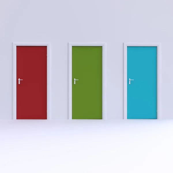 Tři barvy dveře — Stock fotografie