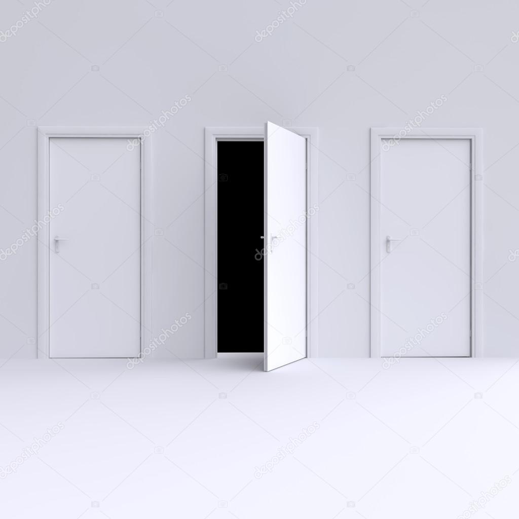 Room with open door