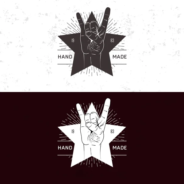 Logotyp firmy odznaka ręką — Wektor stockowy