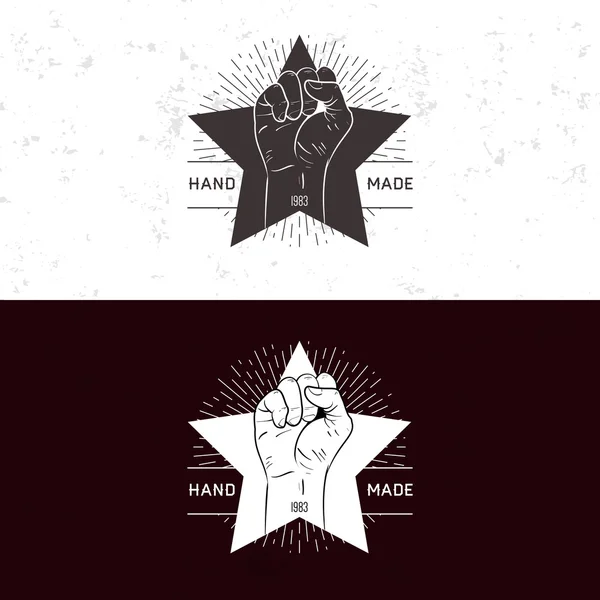 Business badge logotype med hand — Stock vektor