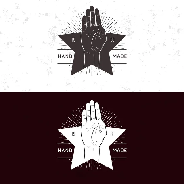 Logotyp firmy odznaka ręką — Wektor stockowy