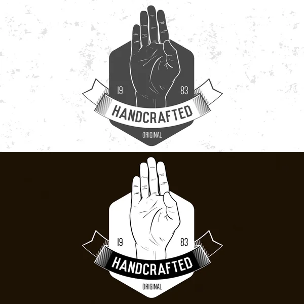 Zakelijke badge logo met hand — Stockvector