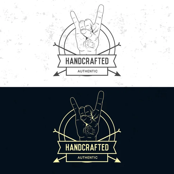 Logotype de badge d'affaires avec main — Image vectorielle