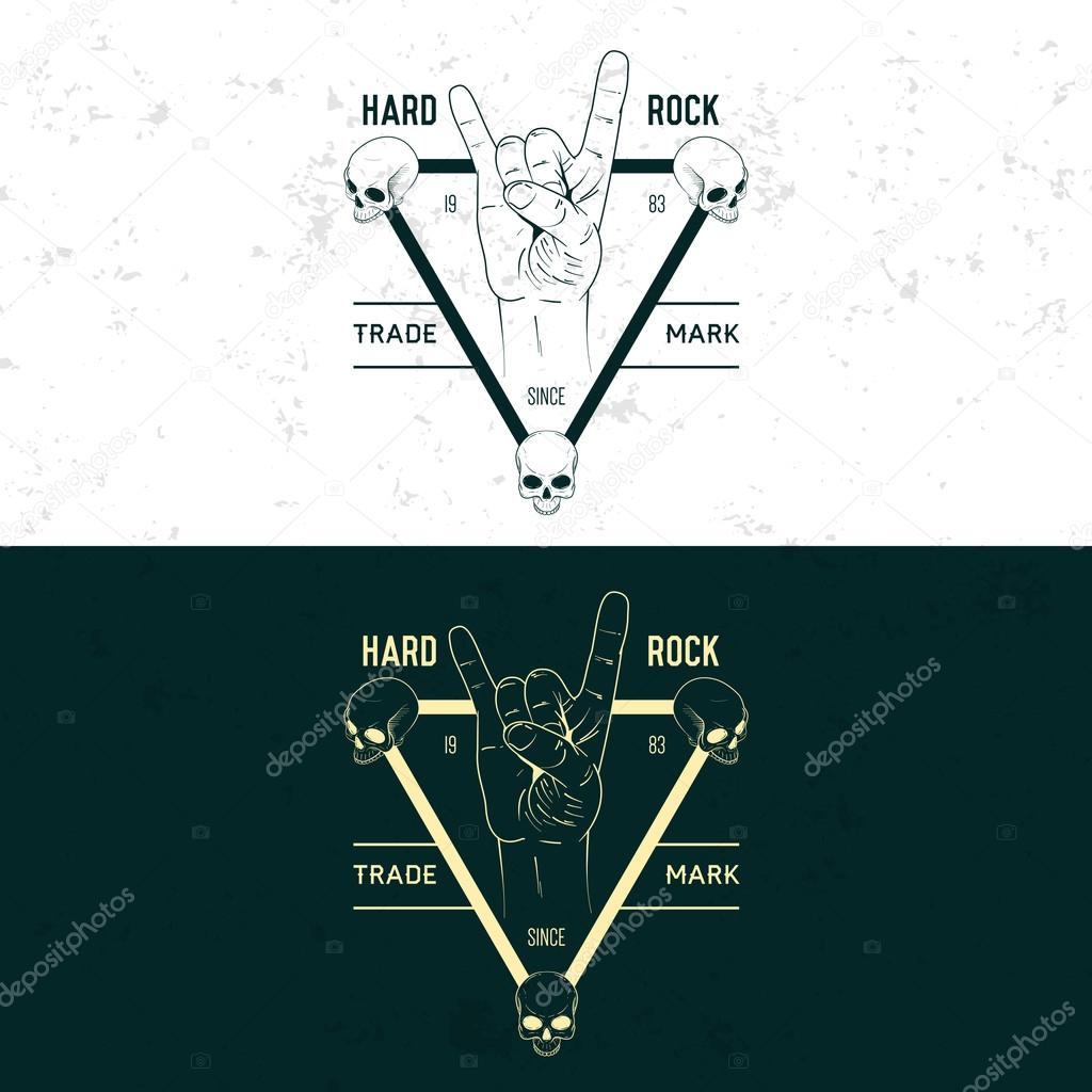 Retro vintage badge, symbol or logotype with hand. For design elements, business signs, logos, identity, labels, badges and objects.
