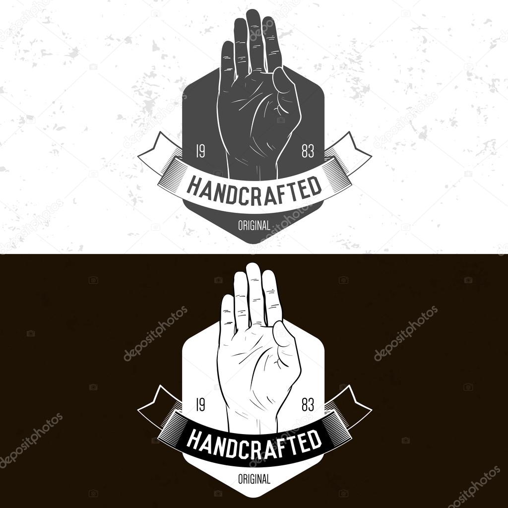 Business  badge logotype with hand