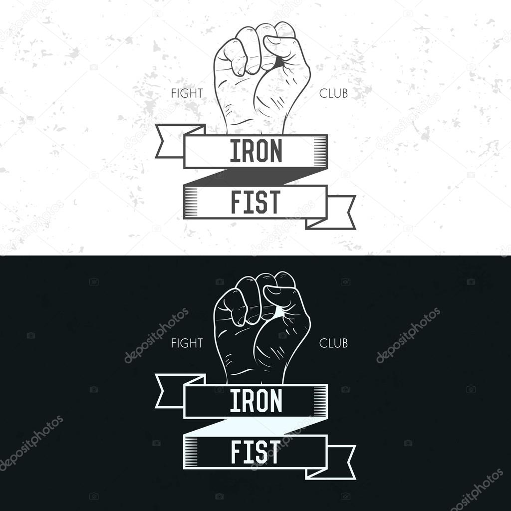 Retro vintage badge, symbol or logotype with hand set. For design elements, business signs, logos, identity, labels, badges and objects.