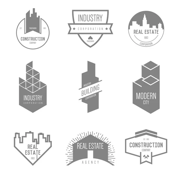 Imobiliare, logo-ul companiilor de construcții — Vector de stoc