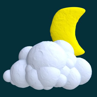 Çizgi film bulut ve ay