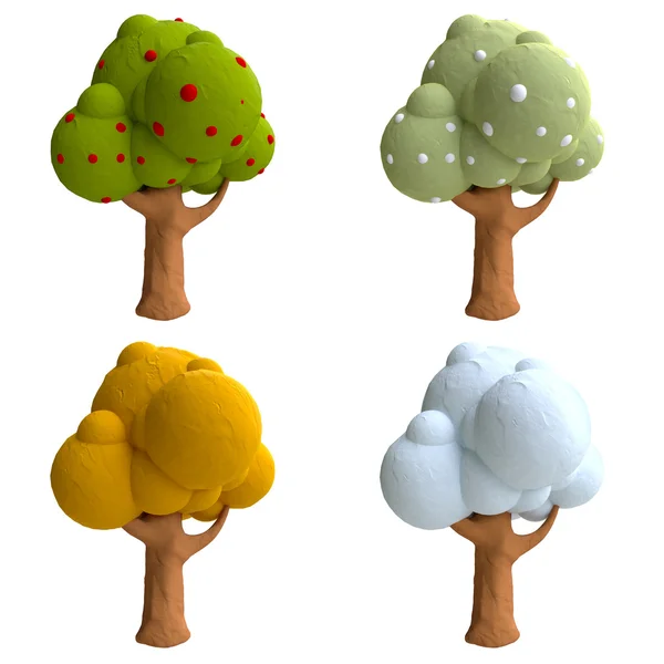 Мультипликационные деревья из пластилина — стоковое фото