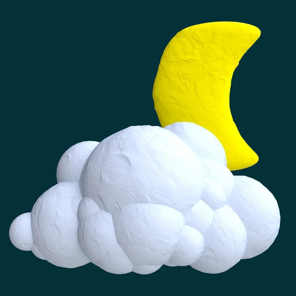 Мультфильм облака и луна — стоковое фото