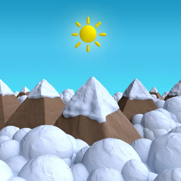 Mountains in the clouds of plasticine — Stock Photo, Image