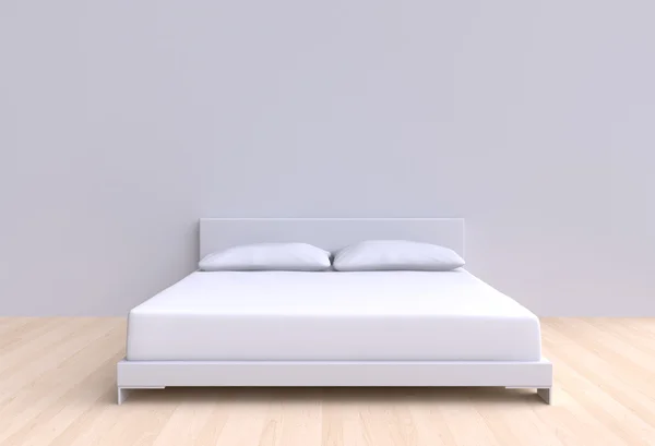 Cama moderna con dos almohadas —  Fotos de Stock