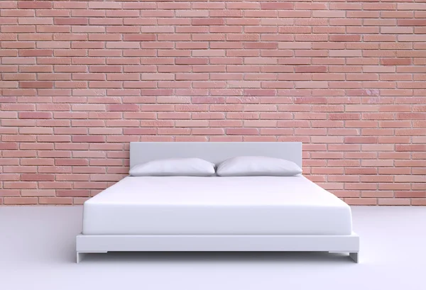 Cama moderna con dos almohadas — Foto de Stock