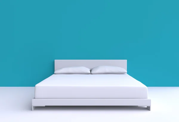 Nowoczesne łóżko z dwoma poduszkami — Zdjęcie stockowe