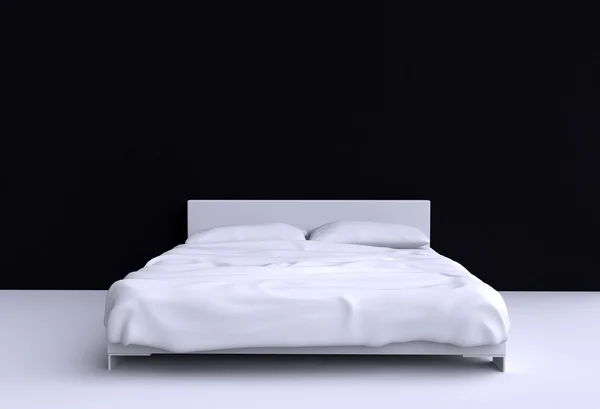 Cama moderna con dos almohadas — Foto de Stock