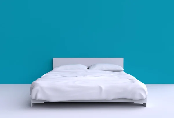 现代床和两个枕头 — 图库照片