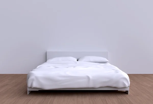 Modernes Bett mit zwei Kissen — Stockfoto