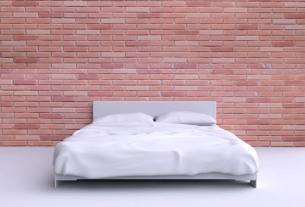 Cama moderna con dos almohadas — Foto de Stock